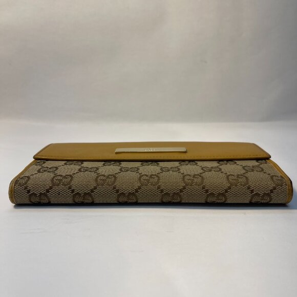 Gucci Vintage Leather and Canvas Double Hook Long Wallet - Preowned - Picture 4 of 15